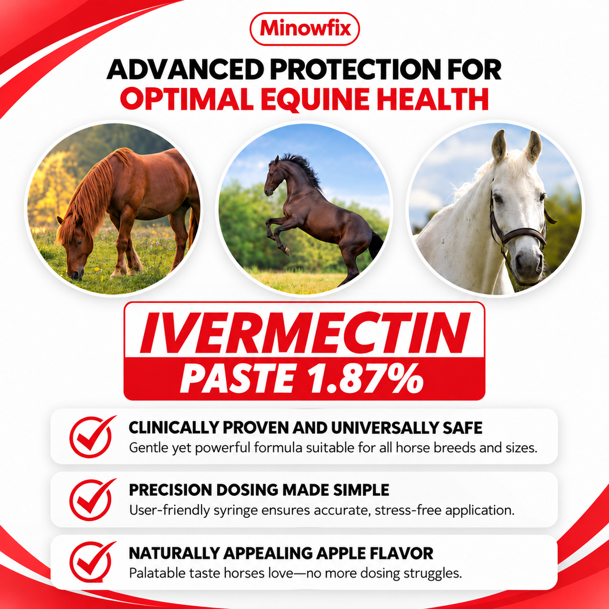 Ivermectin Horse Paste 1.87% – Apple Flavor, 6.08g