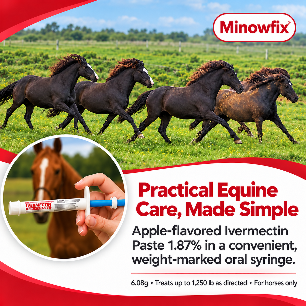 Ivermectin Horse Paste 1.87% – Apple Flavor, 6.08g